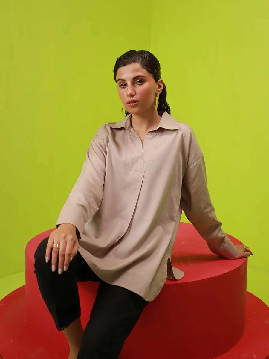1pc - Stitched Basic Dobby Top
