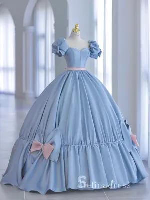 Ball Gown Long Prom Dress Satin A-line Cheap Sweet 16 Evening Gowns POL008