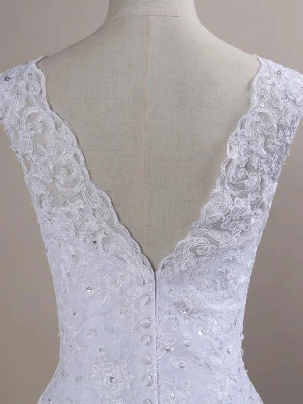 Beaded Lace Backless Mermaid Wedding Dresses