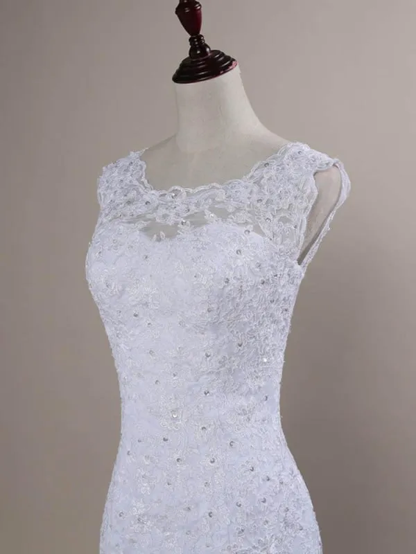 Beaded Lace Backless Mermaid Wedding Dresses