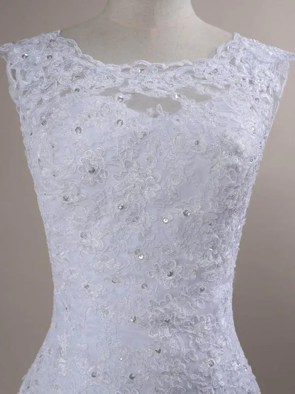 Beaded Lace Backless Mermaid Wedding Dresses