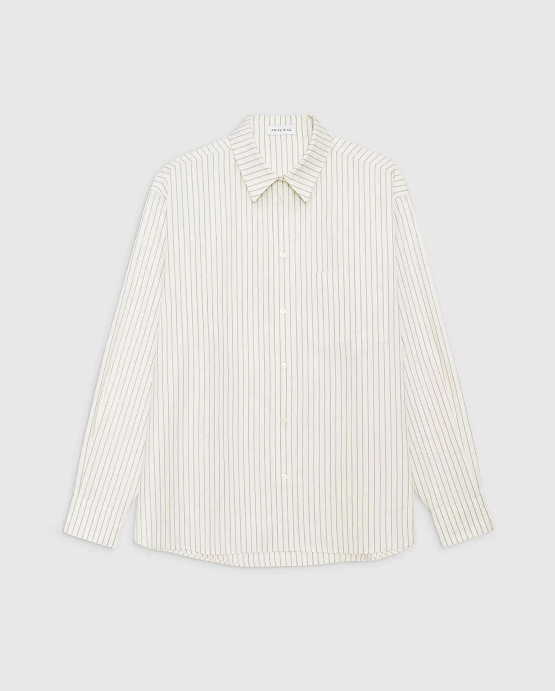 BRAXTON SHIRT / IVORY AND BLUE MONOGRAM STRIPE