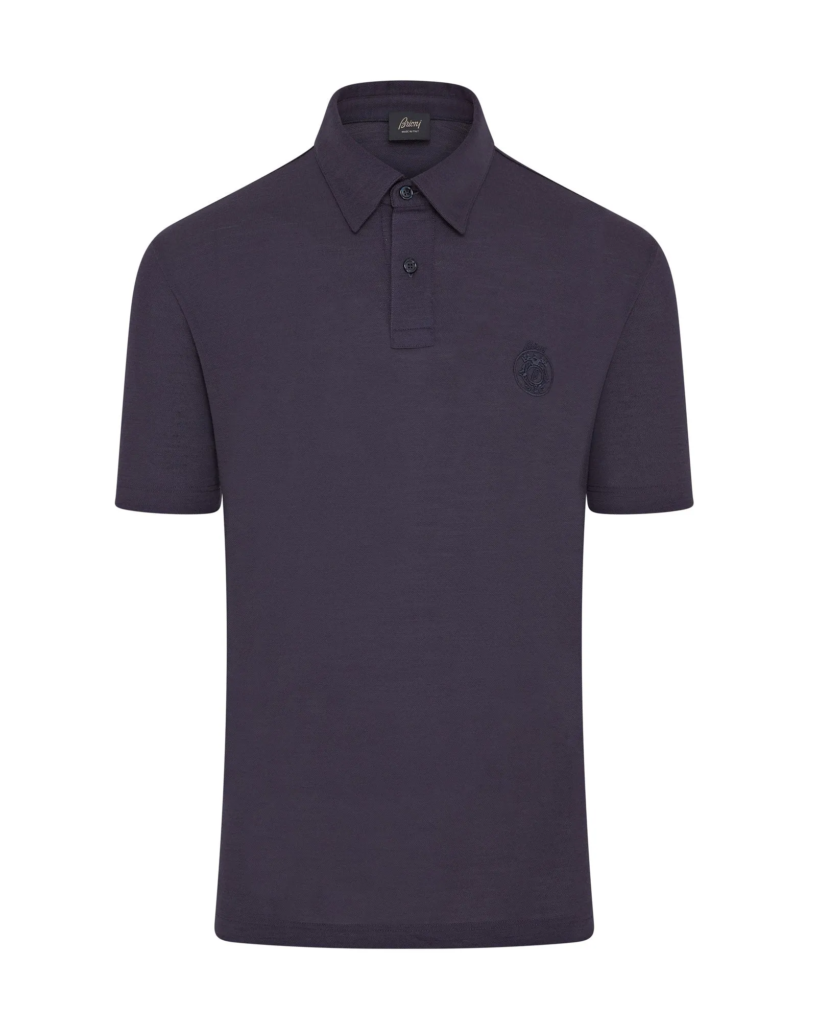 Brioni Short Sleeve Golf Branded Polo (Navy)