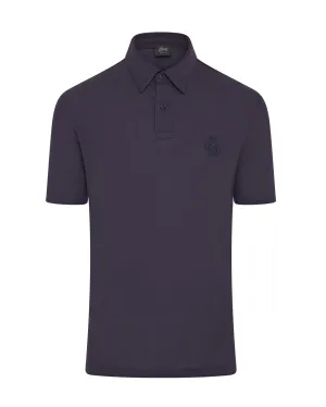 Brioni Short Sleeve Golf Branded Polo (Navy)