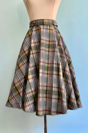 Green Sophia Check Circle Skirt by Banned