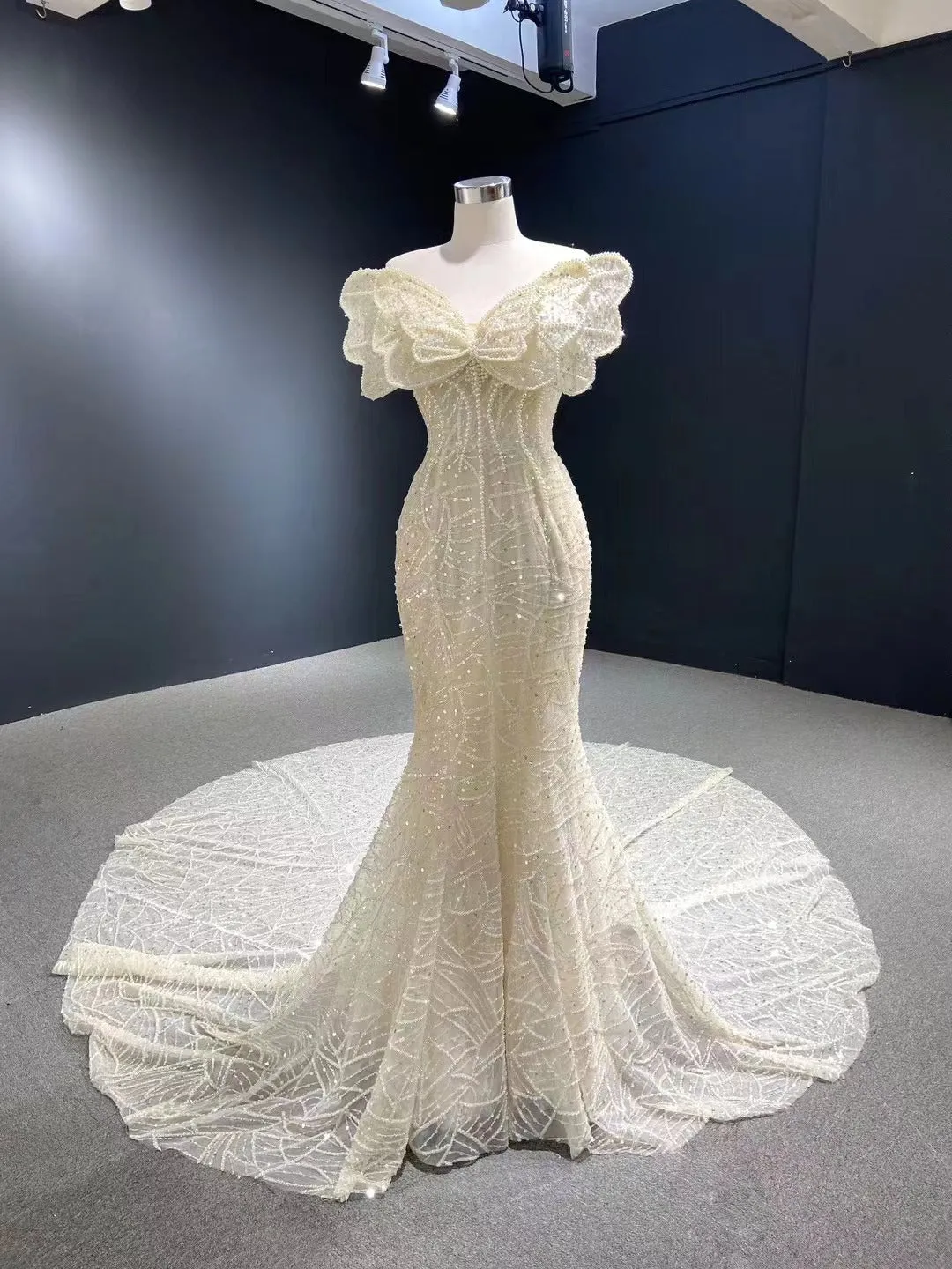 Luxury Mermaid Off-the-shoulder Beaded Wedding Dress Bridal Gowns 231003