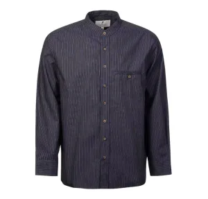 Navy Stripe Cotton Grandfather Shirt